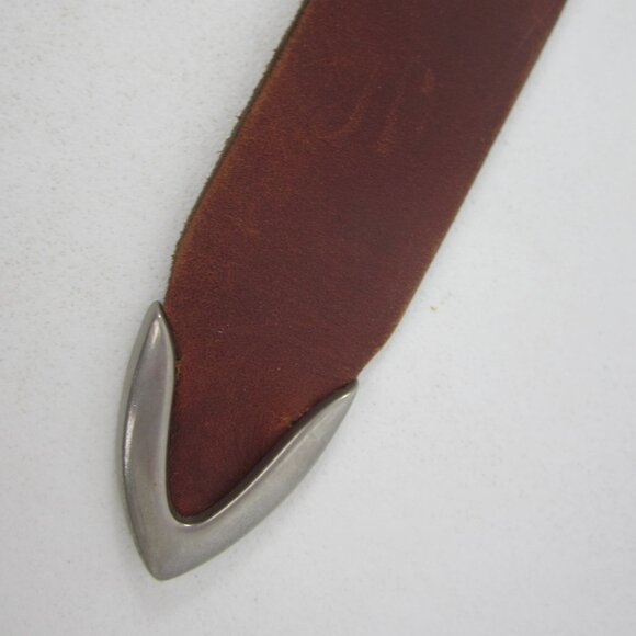 Vtg Robbie Nelson Unisex M - L  Brown Leather Belt Silvertone Buckle 30\